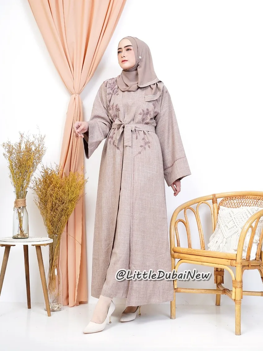 Abaya Ameerah linen kombinasi batu2