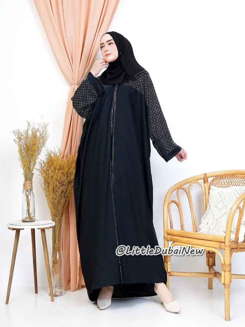 Abaya Nadhira Model Farasha (batwing), bukaan kancing cetit