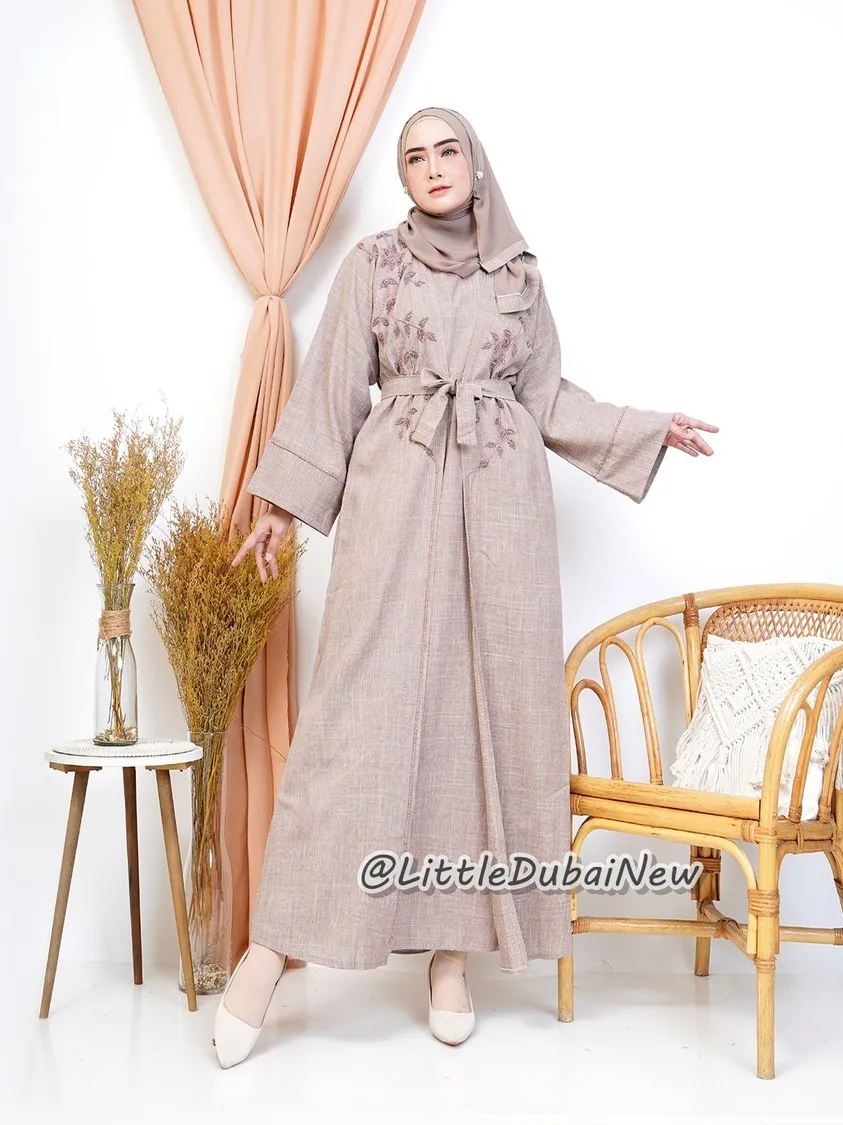 Abaya Ameerah linen kombinasi batu2