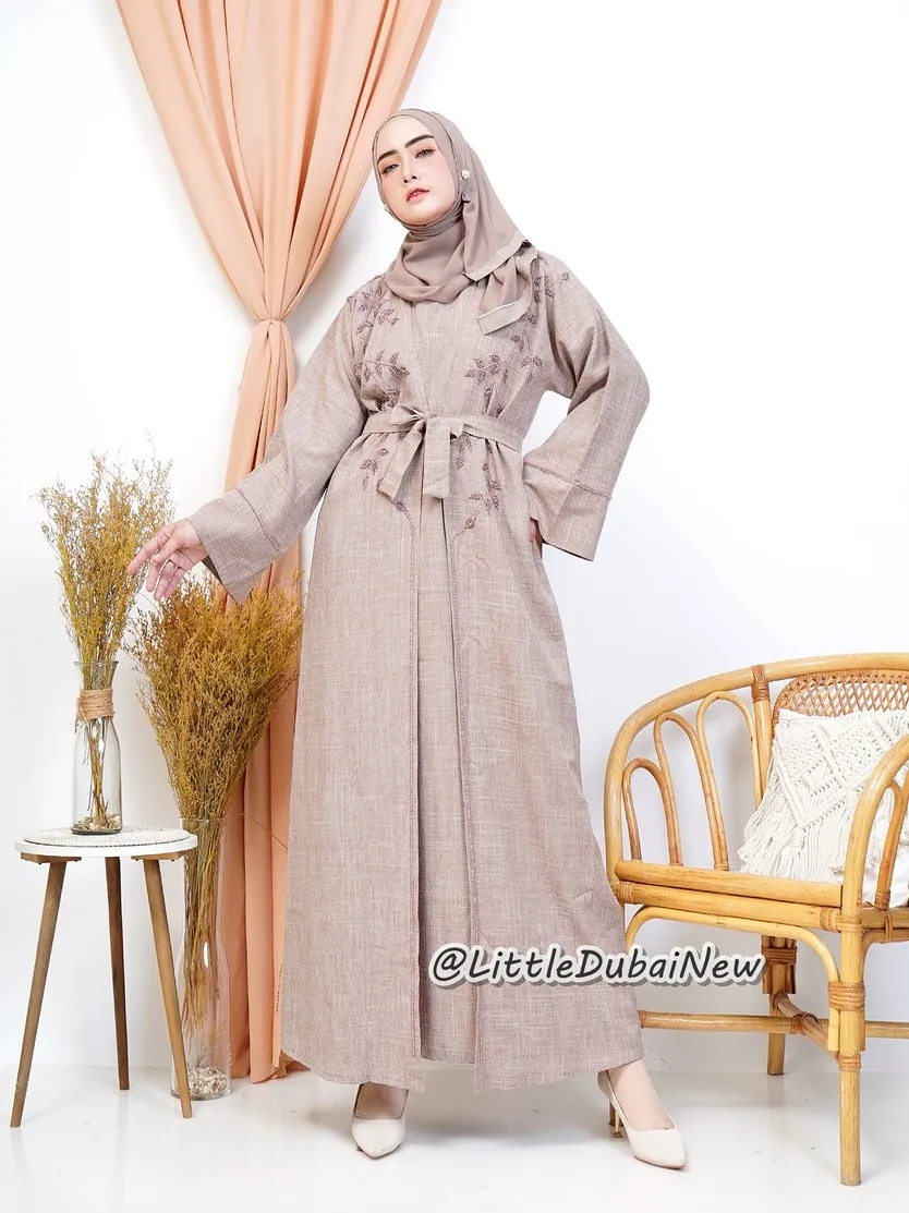 Abaya Ameerah linen kombinasi batu2